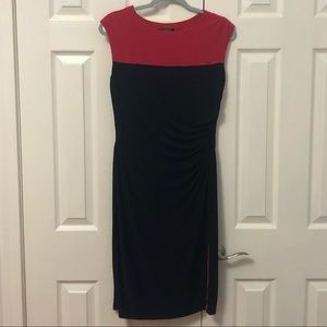 Ralph Lauren Navy and Pink Sleeveless Career Dress